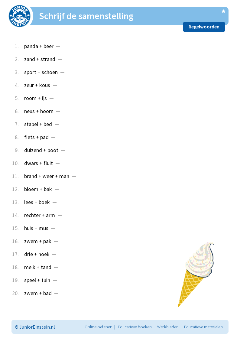 Schrijf de samenstelling