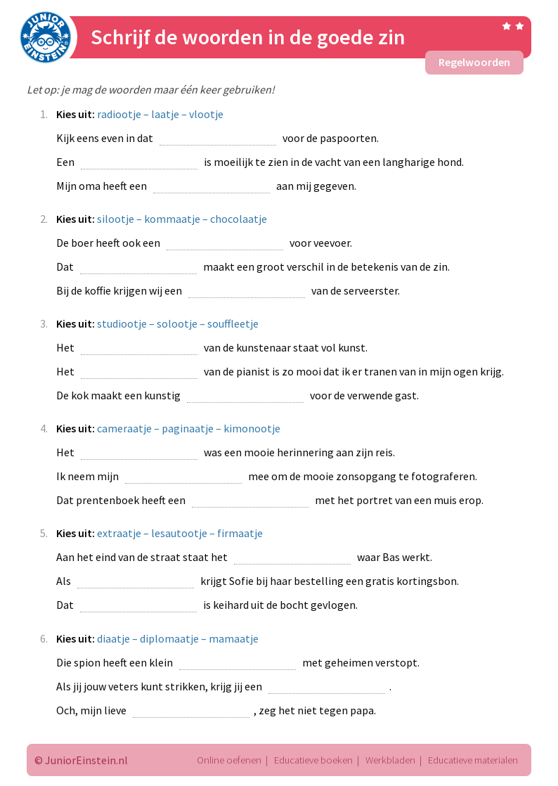 Werkbladen Regelwoorden Schrijf De Verkleinwoorden werkbladen-regelwoorden-schrijf-de-verkleinwoorden