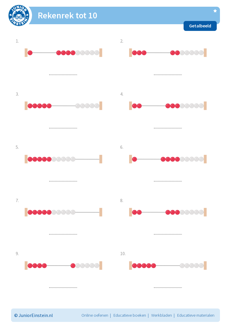 Werkblad: Rekenrek tot 10